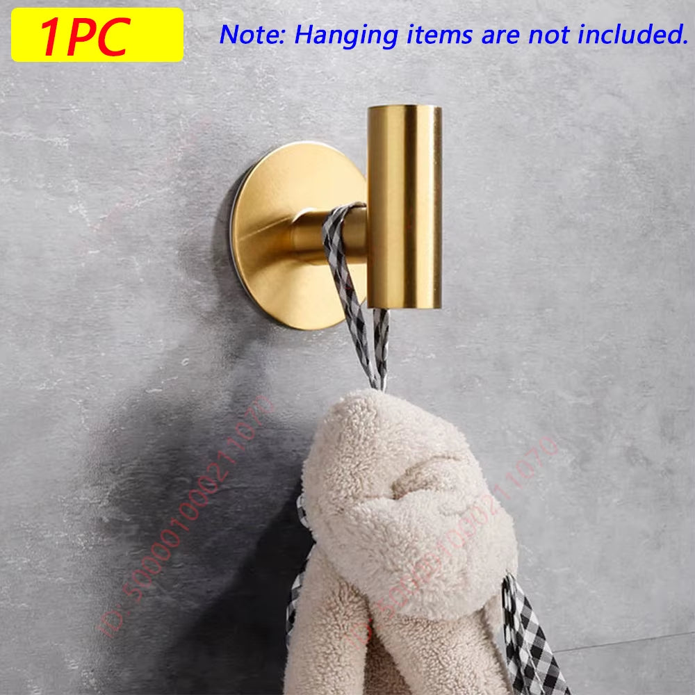 1/2PCS Adhesive Wall Hook Stainless Steel Robe Sticker Hooks Towel Coat Key Pants Hangers Bathroom Kitchen Storage Accessories