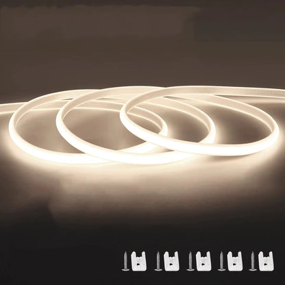 110V 220V Cob LED Strip Light Super Bright Waterproof with EU US Power Supply Switch 288 Leds/M Warm/Neutral/White Outdoor Decor